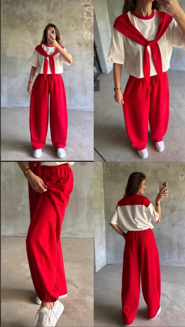 Red & White Casual Set